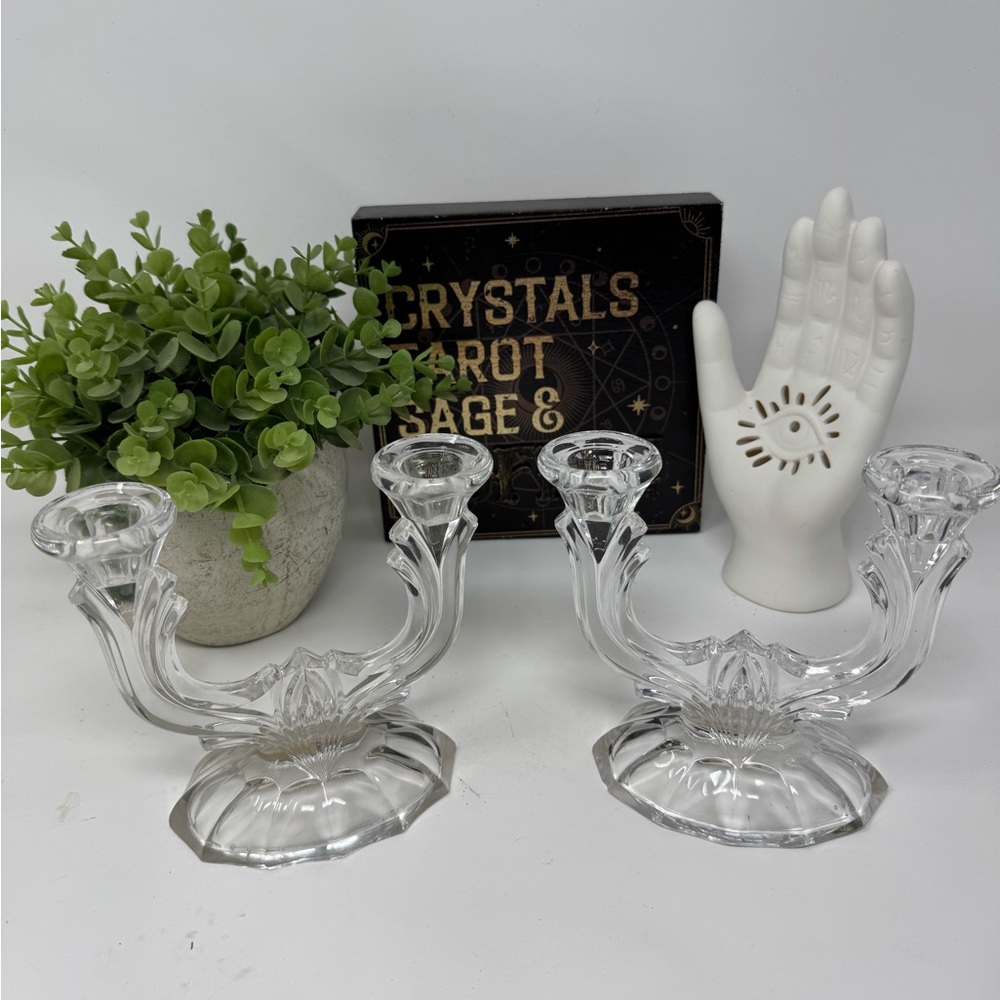 Elegant Clear Glass Candle Holders